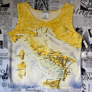 Nancy Bolen City Girl Women's Yellow and Blue Italy tank top nwt y2k